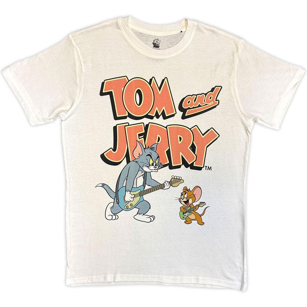 Tom And Jerry - Playing Guitar Herren TShirt - Weiß